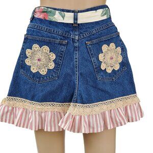 Handmade Cottage Core Denim Apron Women's Small Country Boho Pockets Blue Jean